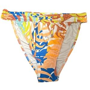 VENUS Tropical Print High-Waist Bikini Bottom - Blue, Orange, Yellow NEW!